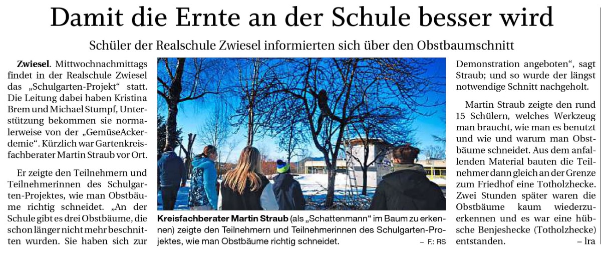Damit die Ernte an der Schule besser wird